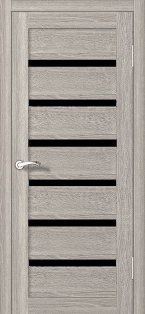 Межкомнатная дверь Неаполь №5 Серый дуб (стекло Черное)