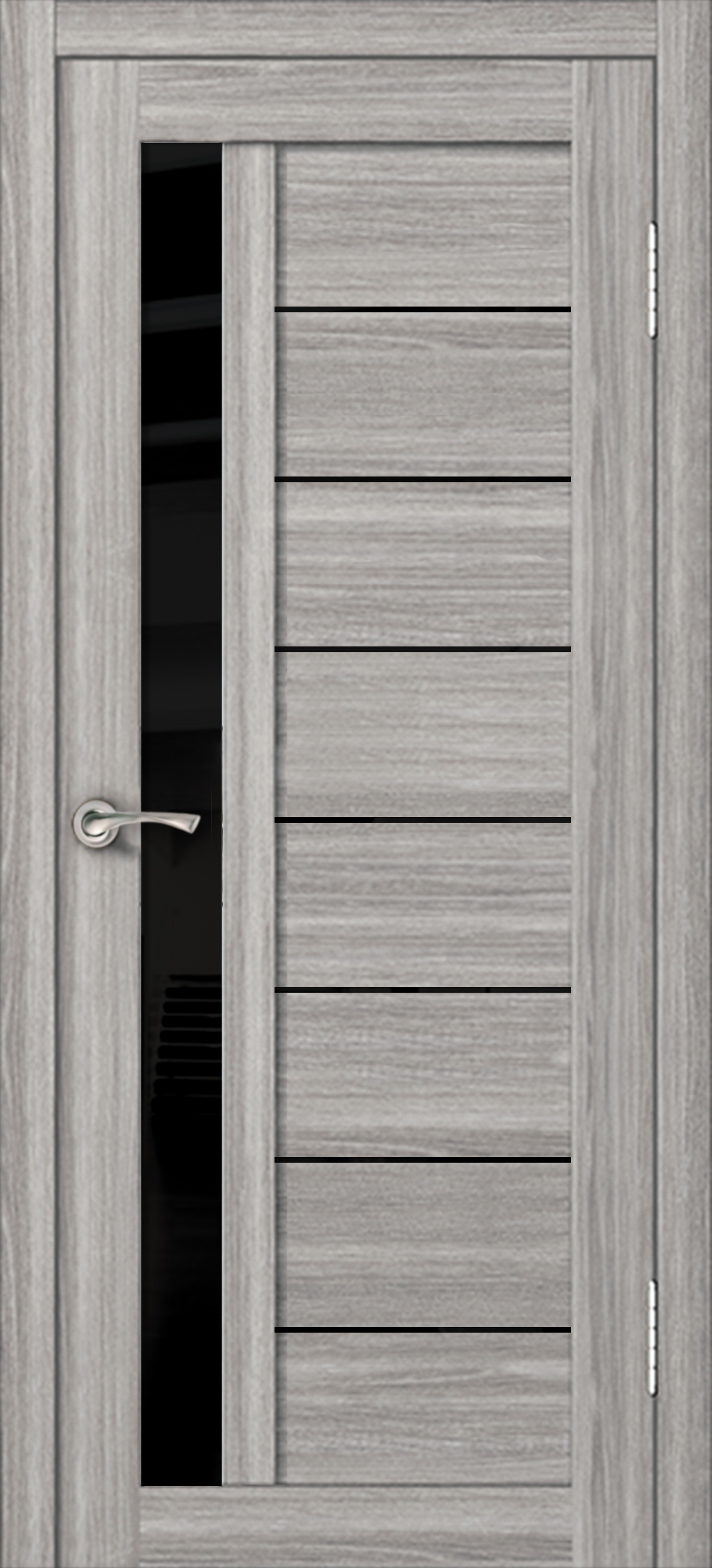 Межкомнатная дверь Неаполь №35 Серый дуб (стекло Черное)
