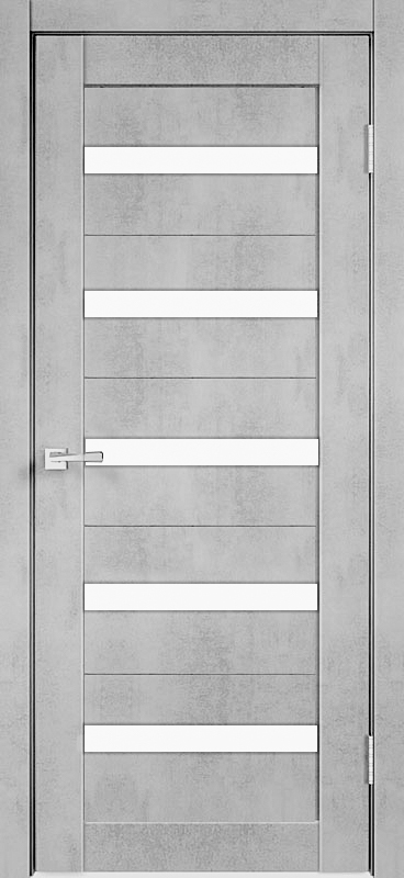 Межкомнатная дверь М1 Бетон серый (стекло сатин)