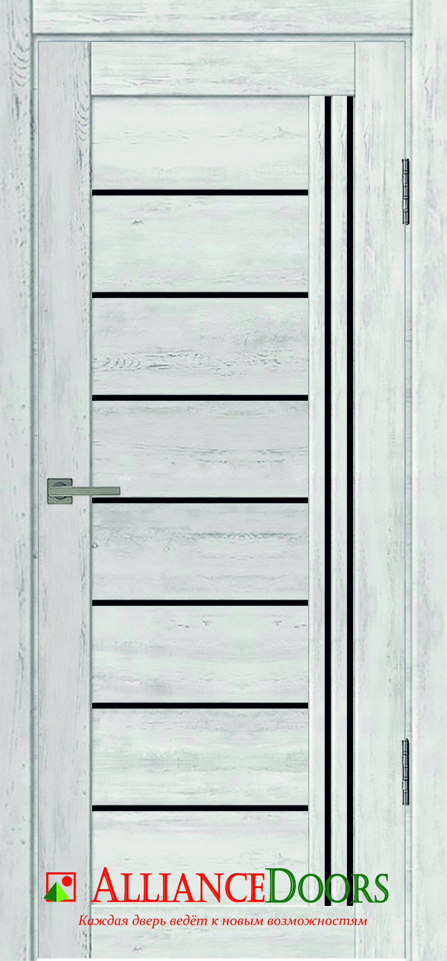 Межкомнатная дверь АЛ41 Санторини белый (стекло Черное)