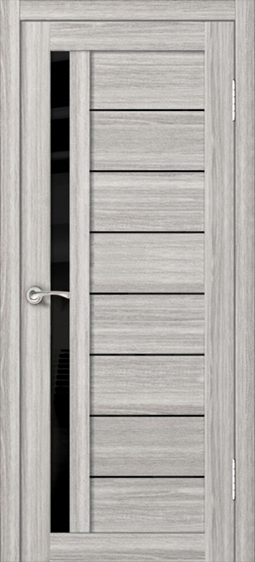 Межкомнатная дверь М14 Дуб дымчатый (стекло ЧЕРНОЕ)