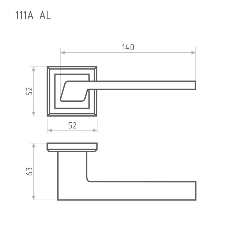 Ручка дверная 111К AL на квадратной розетке / Нора-М (ликвидация остатка)