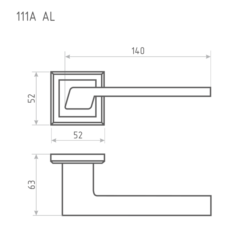 Ручка дверная 111К AL  на квадартной розетке / Нора-М