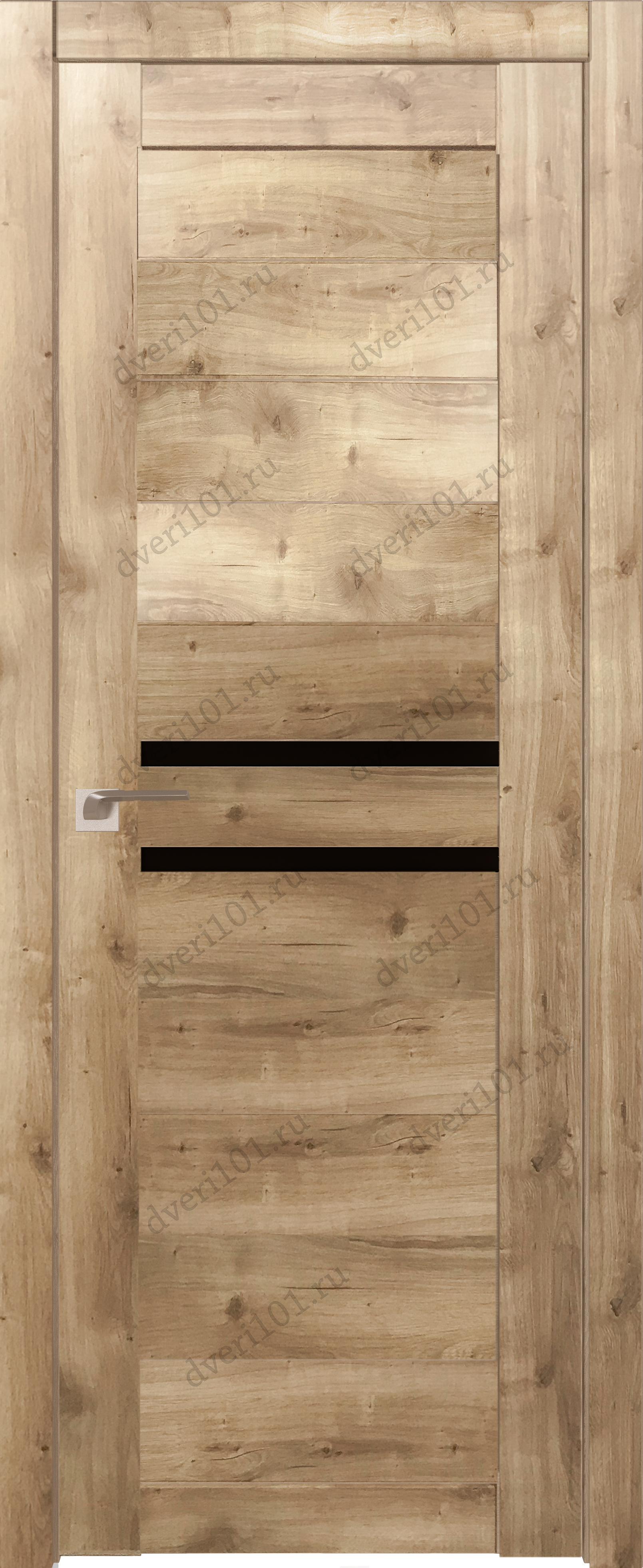 Межкомнатная дверь М46 Дуб болтон (стекло Черное)