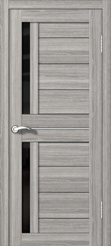 Межкомнатная дверь 1 Неаполь  (серый дуб) темное стекло