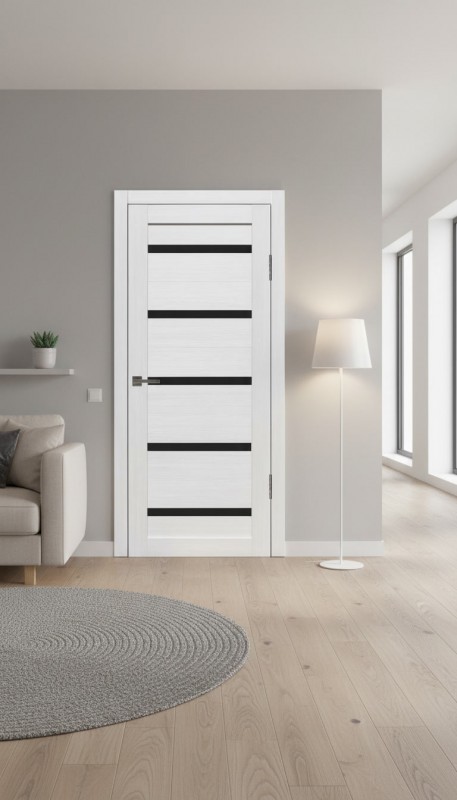 Межкомнатная дверь М1 Бьянка (стекло Черное)