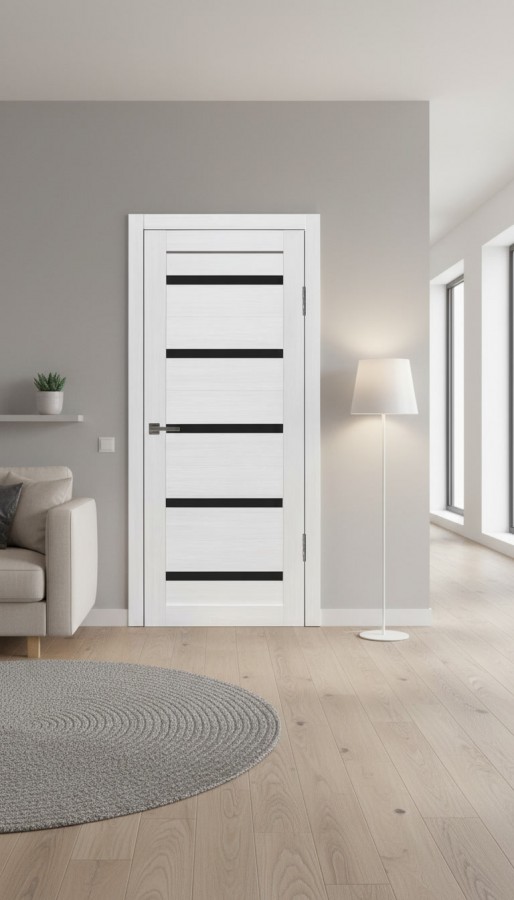 Межкомнатная дверь М1 Бьянка (стекло Черное)