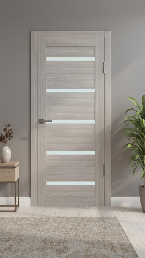 Межкомнатная дверь М1 Дуб дымчатый (стекло сатин)