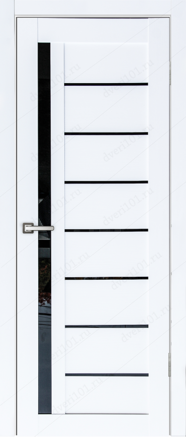 Межкомнатная дверь М14 Белый Бланко (стекло Черное)