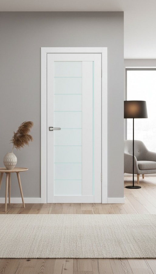 Межкомнатная дверь М2 Белый Бланко (стекло сатин)