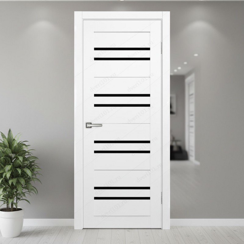 Межкомнатная дверь М20 Белый Бланко (стекло Черное)