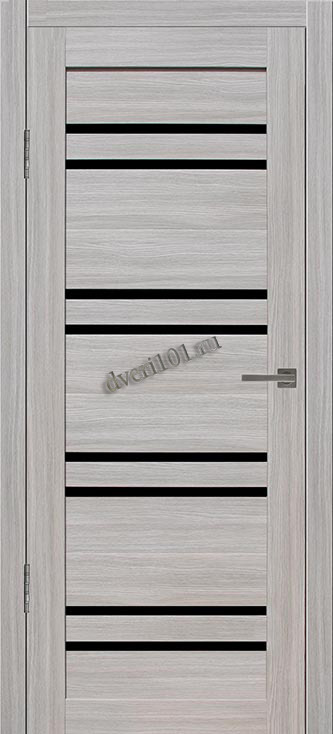 Межкомнатная дверь М20 Дуб дымчатый (стекло Черное)