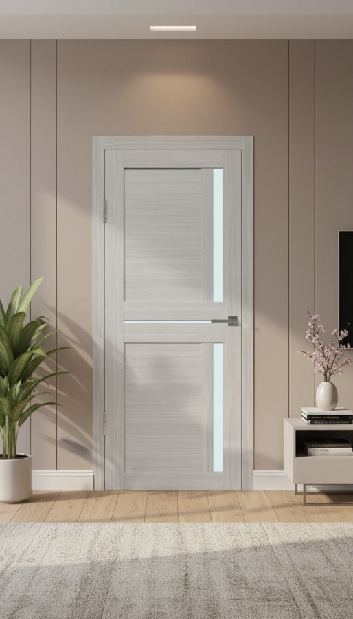 Межкомнатная дверь М3 Дуб дымчатый (стекло сатин)