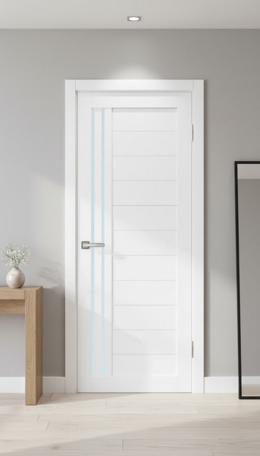 Межкомнатная дверь М4 Белый Бланко (стекло сатин)