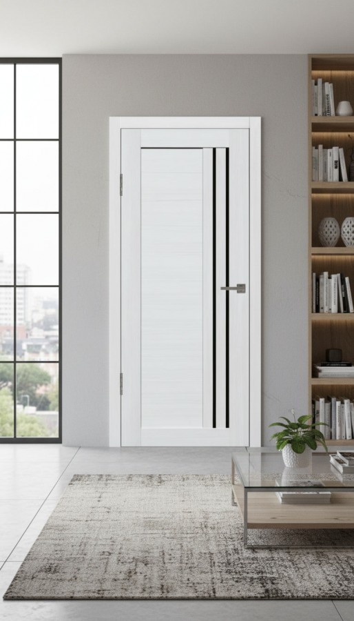 Межкомнатная дверь М4 Бьянка (стекло Черное)