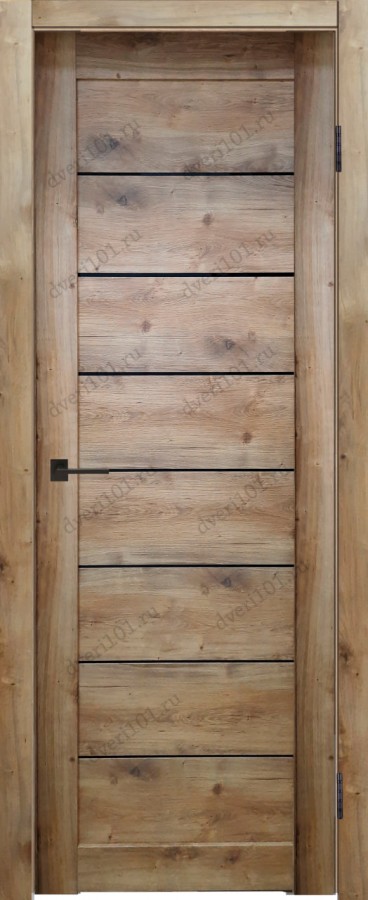 Межкомнатная дверь М11 Дуб болтон (стекло Черное)