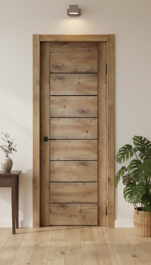 Межкомнатная дверь М11 Дуб болтон (стекло Черное)