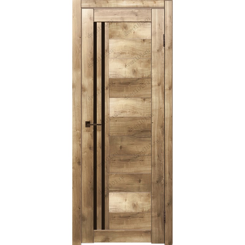 Межкомнатная дверь М4  Дуб болтон (стекло ЧЕРНОЕ)