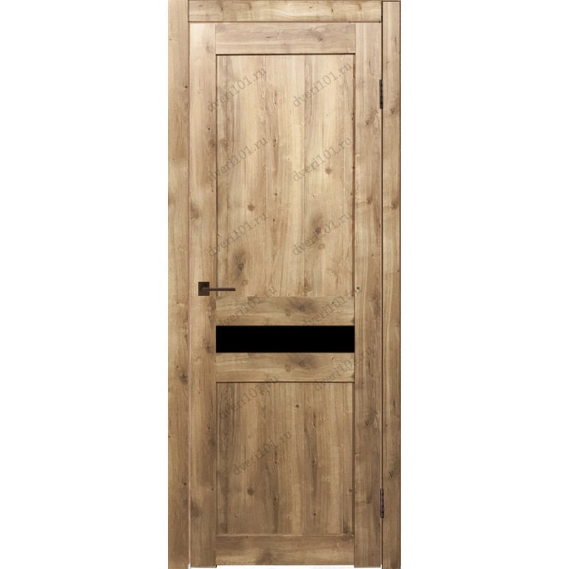 Межкомнатная дверь М43 Дуб болтон (стекло Черное)