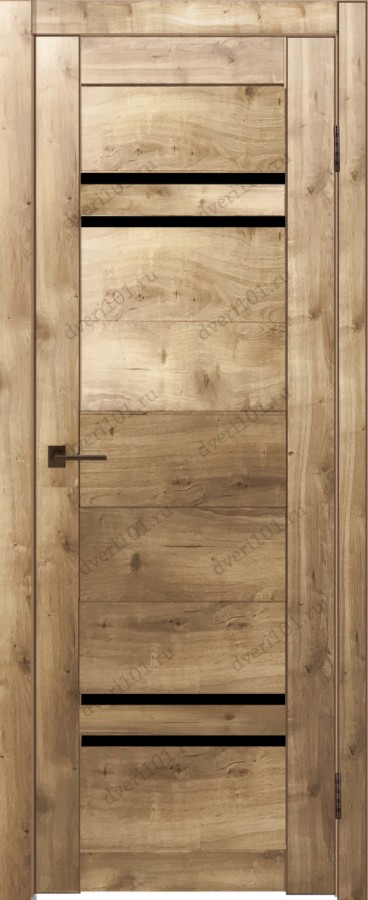 Межкомнатная дверь М44 Дуб болтон (стекло Черное)